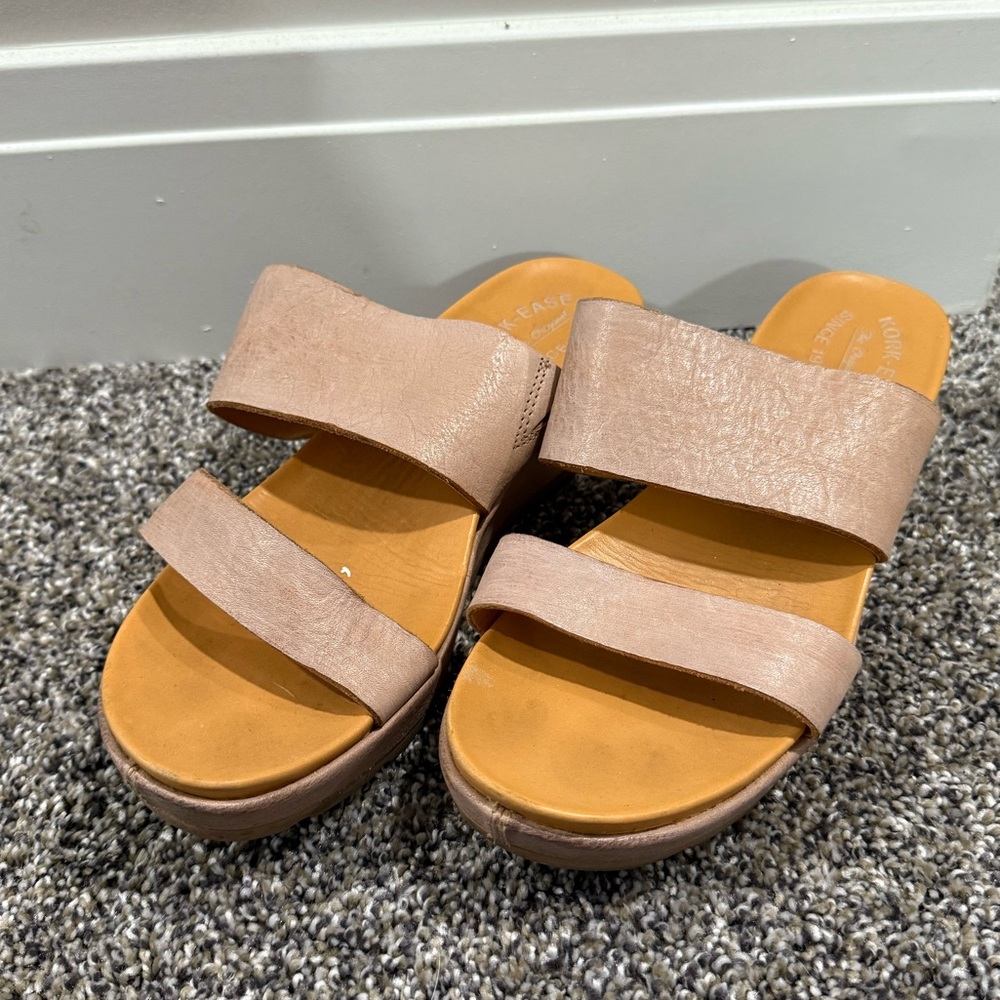 Kork-Ease Beige Double Strap Sandals
